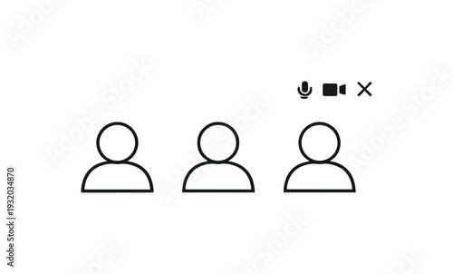 Remote learning scene depicted by a video call window with simplified avatar and interface frame reduced to a clean icon,