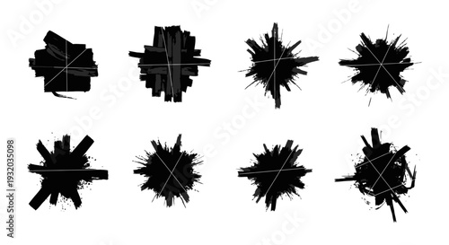 versatile abstract ink splatters and grunge brush stroke textures creating dynamic design elements on white for artistic backgrounds and graphic projects.