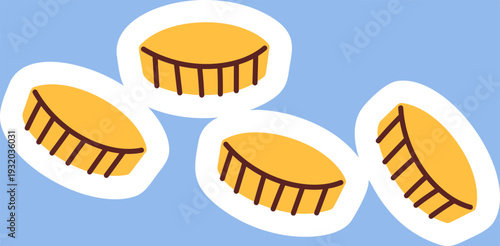 Four golden coin Easter sticker