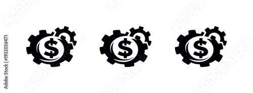 Three white dollar sign money bag icons on a black background representing financial concepts