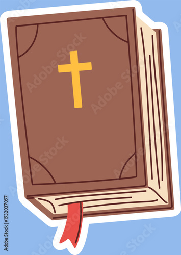 Bible book with cross sticker