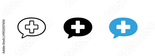 Speech bubble icons with plus signs, representing new messages or additions to communication