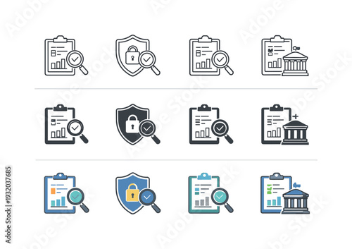 Icon object one for public data collection, icon object two for secure information storage, icon object three for regulatory