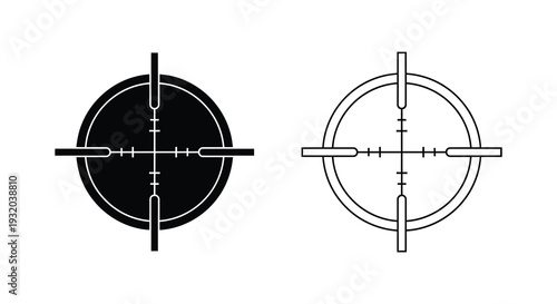 Black and white crosshair target icons filled and outlined versions