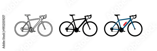 Three different styles of road bicycles displayed side by side for comparison