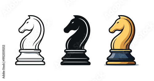 Decision-making metaphor expressed as a chess knight piece with curved neck and carved base, clearly described as a single