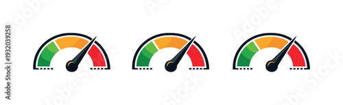 Workflow optimization context depicted by a simplified speedometer gauge with needle angled high indicating increased pace,