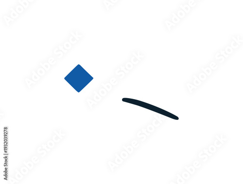 Minimalist illustration of a square perfume bottle with a dark blue cap and a small blue diamond