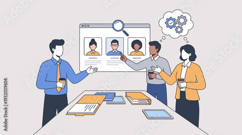 HR Managers and Recruiters Choosing the Best Candidate for a Job Vacancy, Searching for New Employees in Recruitment Process, Human Resources Team Selecting Professional Talent for Business.