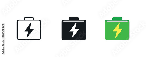 Environmental planning scenario featuring a compact battery icon with a small lightning mark cutout, clearly defined as one