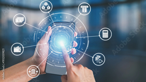 Bild auf Leinwand Currency exchange and fintech innovation in global money transfer, digital currency conversion, secure currency exchange platforms, and next-generation money exchange technologies