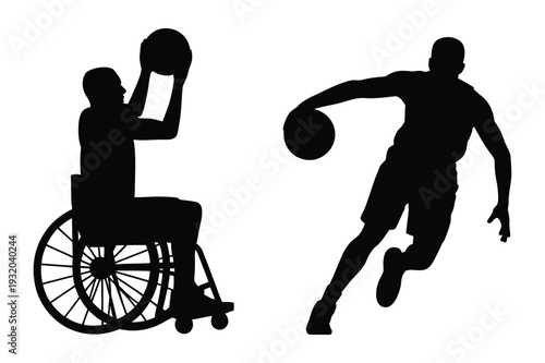 Basketball Players - Wheelchair and Standing Vector