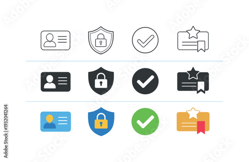 Icon Arrangement Grid. Icon object one for member identification, icon object two for secure entry, icon object three for access