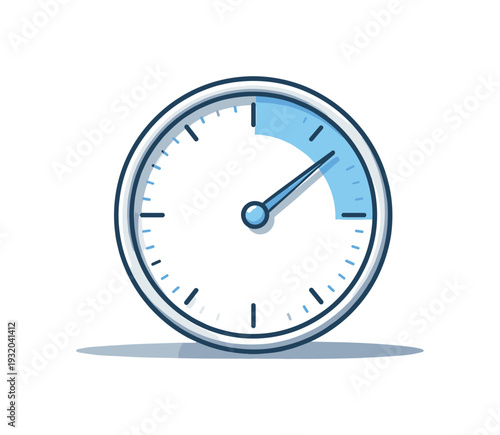 Simple illustration of a stopwatch with a blue shaded segment indicating progress or time elapsed