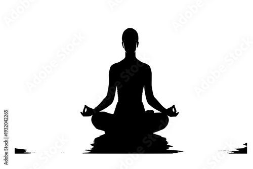Person in Lotus Meditation Pose Silhouette Vector for Mindfulness Wellness and Inner Peace Concept