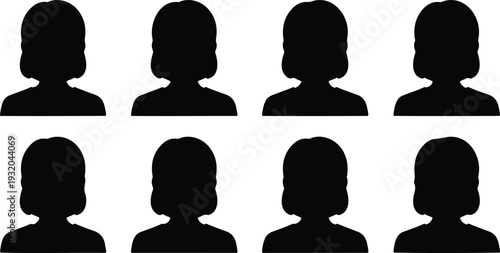 Girl avatar facial expression set with different emotions including happy, neutral, sad, and tired moods for character illustration and social communication design