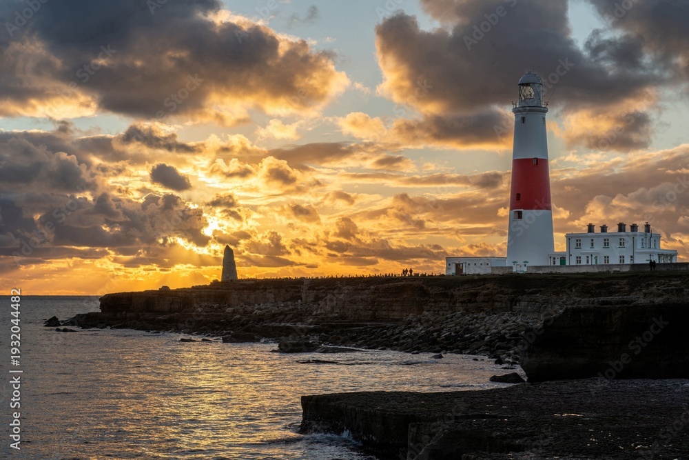custom made wallpaper toronto digitalPhoto of the sun setting at Portland Bill lighthouse in Dorset