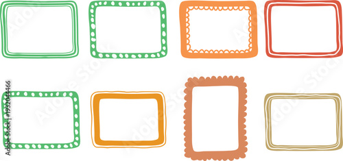 Hand-drawn frames collection featuring colorful doodle borders and artistic decorative elements