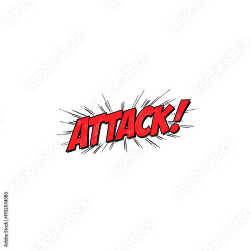 Vibrant comic book style ATTACK exclamation mark