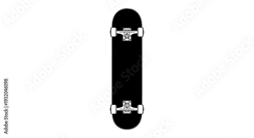 minimalist black skateboard vector illustration on a clean white background ideal for action sports and urban culture designs