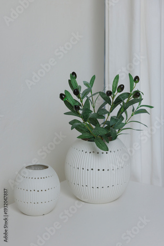 decorative ceramic pot on the table with white background