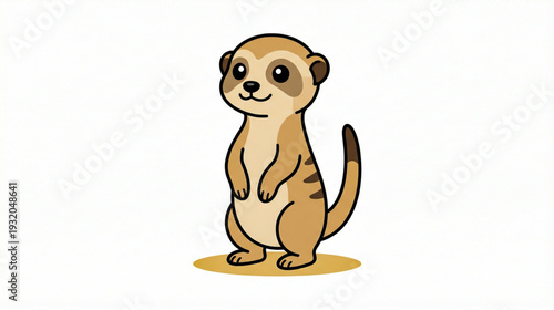Cute Meerkat Vector Illustration, Funny Cartoon Meerkat Character Standing Alert