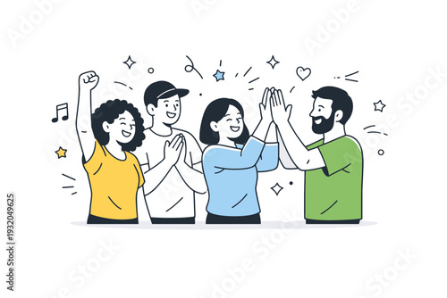 Celebrating together. Friends marking a small milestone or joyful moment, expressing shared happiness and affirmation. Editorial scene about chosen bonds and