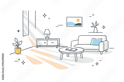 Seasonal reset feelings. A quiet interior with sunlight reaching farther across the floor than before, no people present. Subtle shift in atmosphere, calm