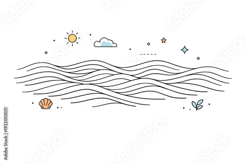 Sand ripple patterns. Flowing wave-like lines inspired by wind-shaped sand dunes, creating a calm rhythmic surface and natural movement. The scene feels