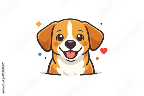 Cute dog portrait sweet close up of a friendly dog with soft expression and playful eyes, expressing warmth, joy and emotional connection. Minimalist flat