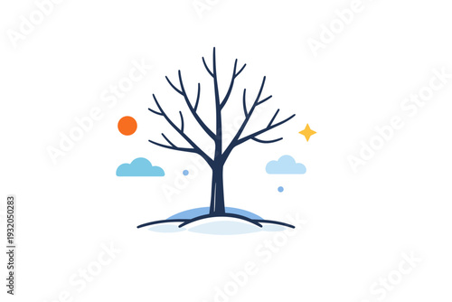 Bare branches quiet winter mood conveyed through a single leafless tree with thin reaching limbs, expressing stillness, simplicity, and seasonal