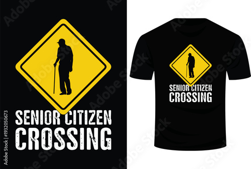 Senior Citizen Crossing Funny Gag Gift Distressed Svg Design