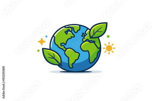 Earth Day concept a stylized earth icon with green accents and subtle decorative dots, conveying respect for nature and positive environmental impact. A