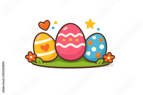 Decorated Easter eggs symbolizing celebration and togetherness, shown as a tidy composition that feels cheerful, welcoming, and perfect for holiday greetings.