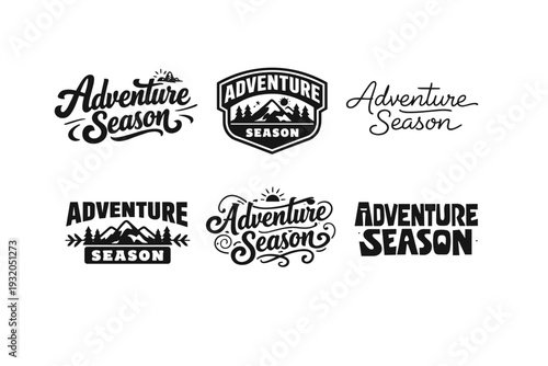 Adventure Season. Set lettering. harmonious lettering variations of the same emblematic concept, each with different artistic interpretation (Bold