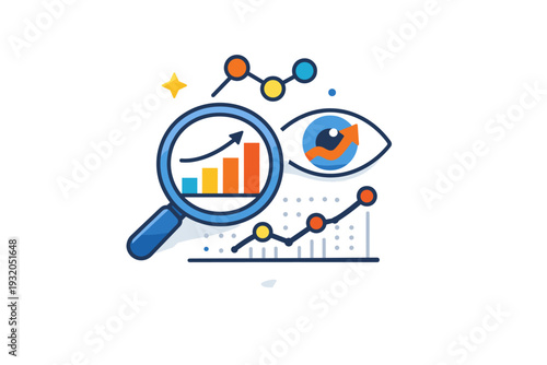 Artificial intelligence and machine learning visualized as pattern recognition and predictive insight. A confident concept badge communicating analysis,