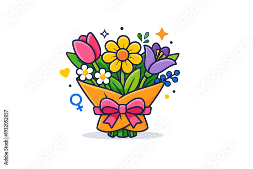 International Women?s Day flowers celebrating appreciation and respect through a bouquet of blooming spring flowers arranged with a confident and uplifting