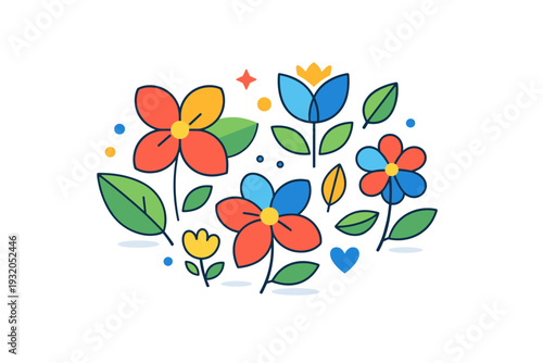 Floral patterns with abstract petals and leaves creating a playful yet refined surface design that feels friendly, modern and versatile. Minimalist flat vector