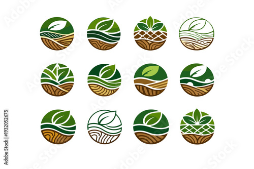 Inspirational design with ecology materials trend. Icon set. Set Logo of Inspirational design with ecology materials trend: eco materials texture circle.
