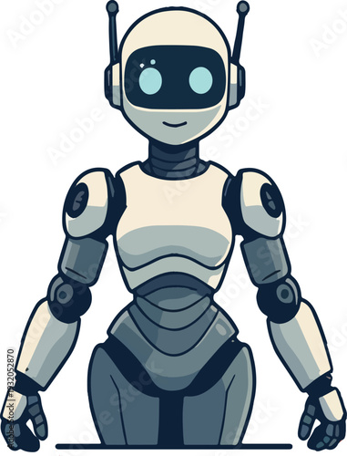 robot umanoide uomo donna che saluta stop alt vettoriale