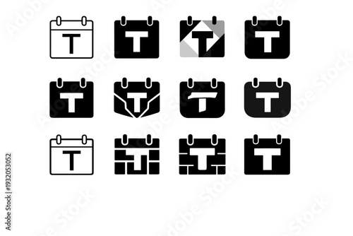 Thursday. Icon set. Set Logo of Thursday: calendar page with Thursday mark. harmonious logo variations of the same emblematic concept, each with different