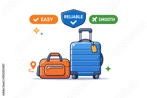 Travel luggage set focused on modern suitcase design with wheels, handle and simple tags conveying convenience, reliability and smooth travel experience.