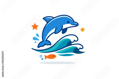 Ocean wildlife mini set representing playful marine energy through a dolphin and subtle wave accents that communicate intelligence, motion and freedom.