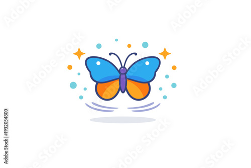 Butterflies and mindfulness shown as a calm butterfly centered among soft dots and sparkles, evoking focus, presence and gentle awareness. A serene visual