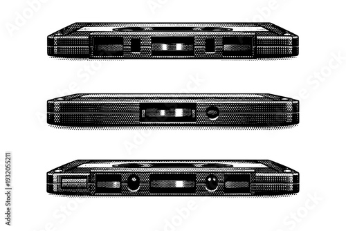 Cassette Tape ? side edge and thickness. A cassette tape highlighting side edge details, tape opening, and overall thickness, illustrated as one cassette shown