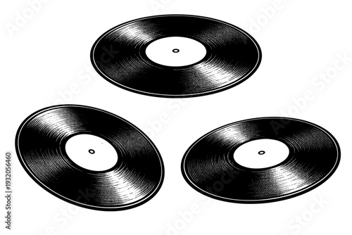 Vinyl Record ? center label area. A vinyl record focusing on the central label circle and spindle hole with accurate proportions, represented as the same