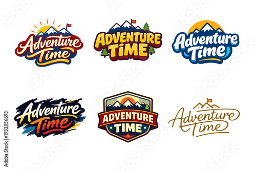 Adventure Time. Set lettering. harmonious lettering variations of the same emblematic concept, each with different artistic interpretation (Bold hand-lettering
