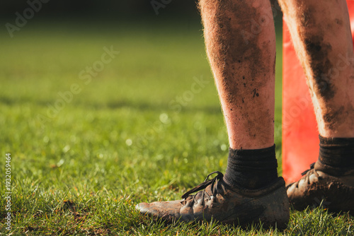 Rugby boots on a grass pitch