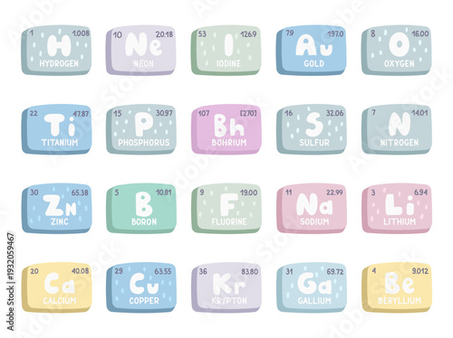 Mendeleev table set in scandinavian style featuring periodic elements chemical symbols atomic numbers weights educational chemistry cards for classroom study