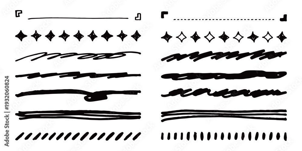 Fototapeta premium 注目を集める手描き強調ライン・あしらい素材
